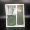 colored glass bath set with perfume bottle